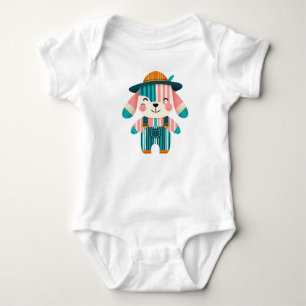 Cute Farmer Puppy Dog Baby Bodysuit