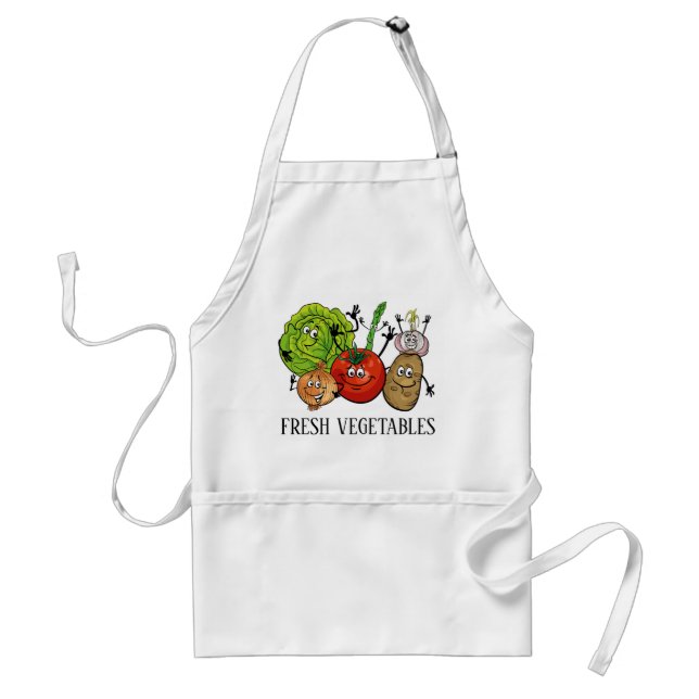 cute Farmers fresh vegetables add text Standard Apron (Front)
