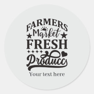 Cute Farmers Market add text Classic Round Sticker