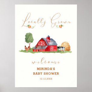 Cute Farmers Market Barnyard Baby Shower Welcome Poster