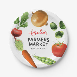 Cute Farmers Market Birthday Party Veggetables Paper Plate