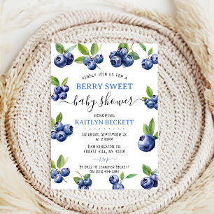 cute farmers market blueberry sweet baby shower invitation