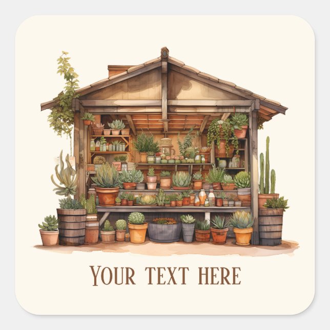Cute Farmers Market booth add text  Square Sticker (Front)