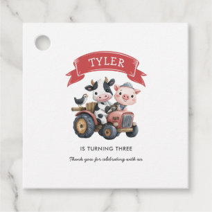 Cute Farmhouse Animals Cow Pig Birthday Favour Tags