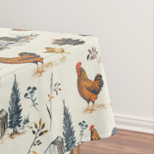 Cute Farmhouse Chickens Tablecloth