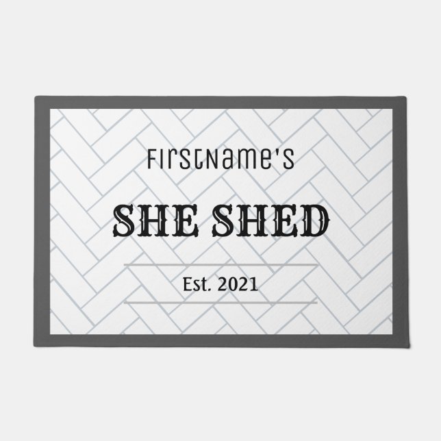 Cute Farmhouse Established She Shed Tile Design Doormat (Front)