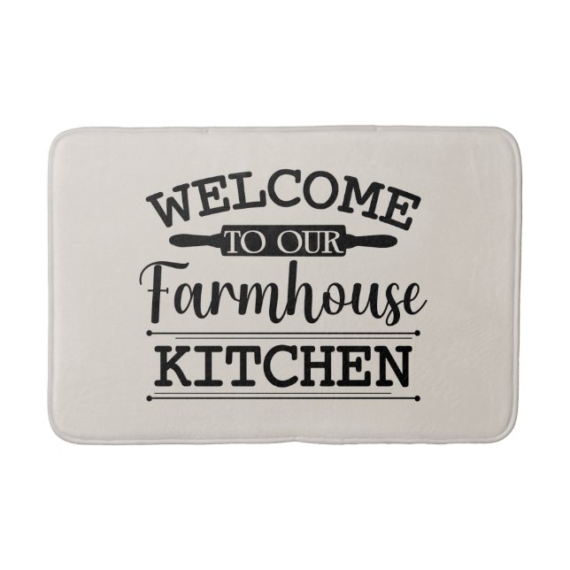 Cute Farmhouse kitchen word art welcome Bath Mat (Front)