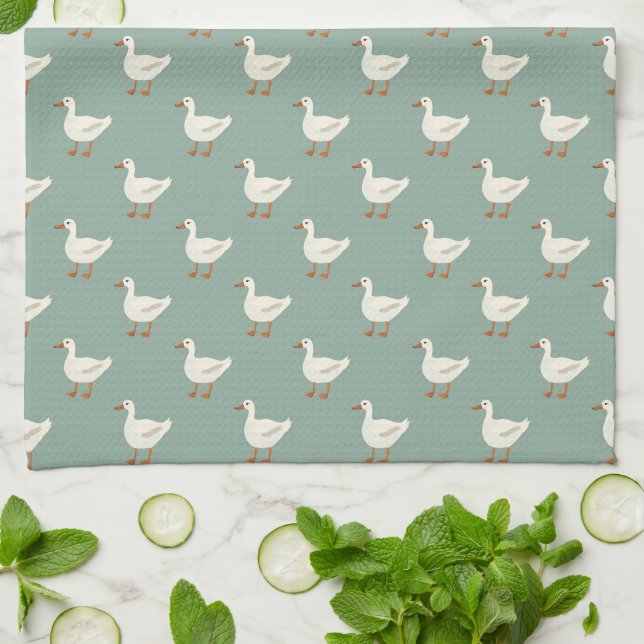 Cute Farmhouse Style Ducks Kitchen Towel (Folded)