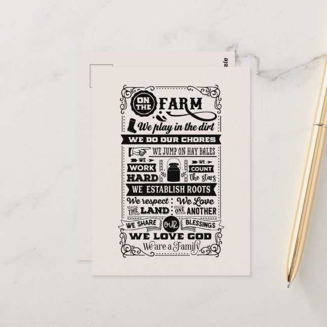 Cute Farmhouse welcome add guest message Postcard  (Front/Back In Situ)