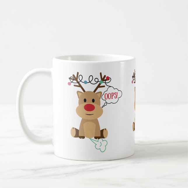 Cute Farting Reindeer Coffee Mug (Left)
