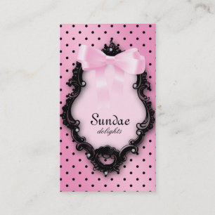 Cute Fashion Bow Business Card Polka Dot