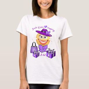 Cute Fashion Emoji with Shopping T-Shirt