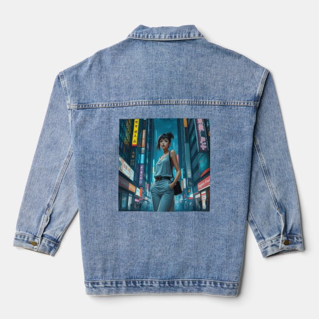 Cute fashion girl in Tokyo Denim Jacket (Back)