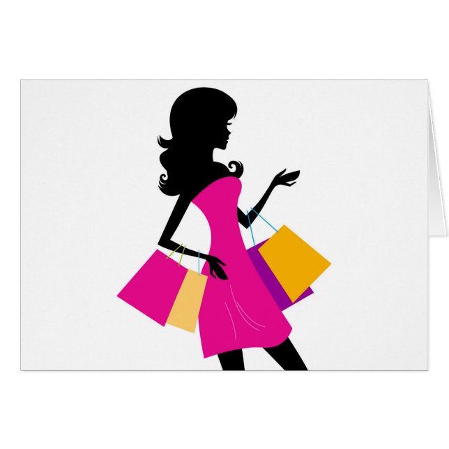 Cute fashion girl silhouette / black, pink (Front Horizontal)