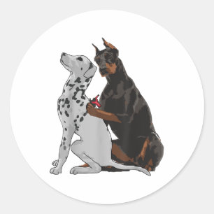 Cute Fashionable Doberman Tattooing Dalmatian Dog Classic Round Sticker