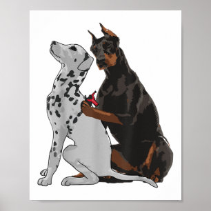 Cute Fashionable Doberman Tattooing Dalmatian Dog  Poster