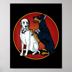 Cute Fashionable Doberman Tattooing Dalmatian Dog Poster