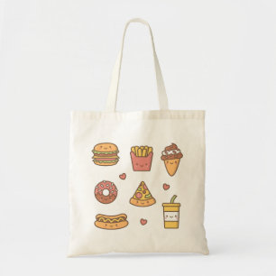 Cute Fast Food Burger Fries Doughnut Pizza Tote Bag