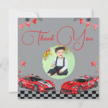 Cute Fast One Red and Black Race Car 1st Birthday 
