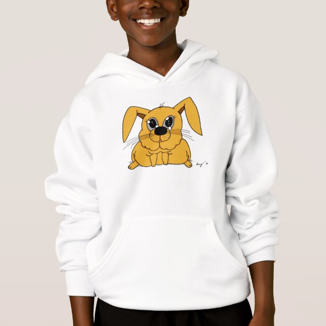Cute Fat Bunny Kids Hooded Sweatshirt (Front)