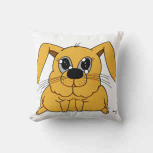 Cute Fat Bunny Pillow - Black