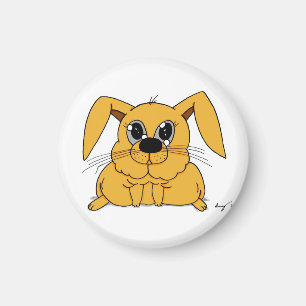 Cute Fat Bunny Round Magnet