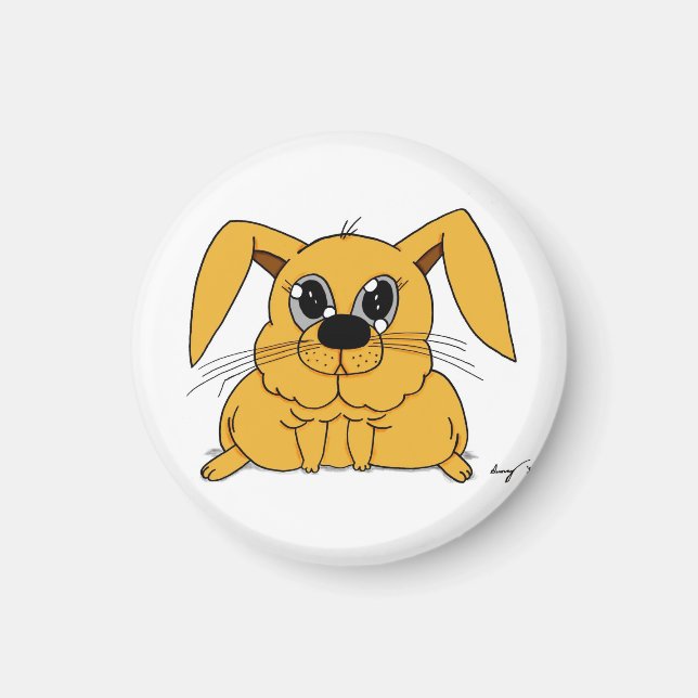 Cute Fat Bunny Round Magnet (Front)