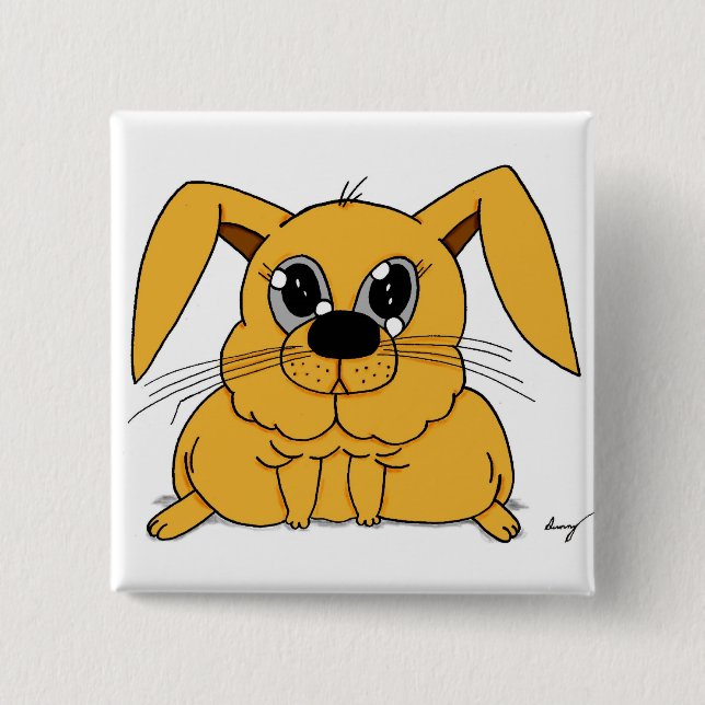 Cute Fat Bunny Square Button (Front)