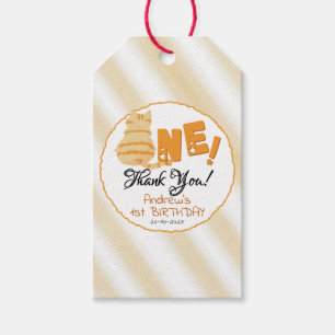 Cute Fat Orange Cat 1st Birthday Gift Tags