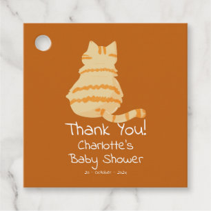 Cute Fat Orange Cat Baby Shower Favour Tags
