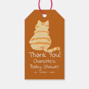 Cute Fat Orange Cat Baby Shower Gift Tags