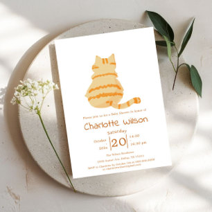 Cute Fat Orange Cat Baby Shower Invitation