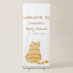 Cute Fat Orange Cat Baby Shower Retractable Banner