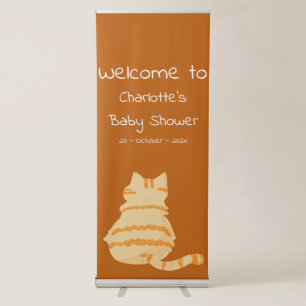 Cute Fat Orange Cat Baby Shower Retractable Banner