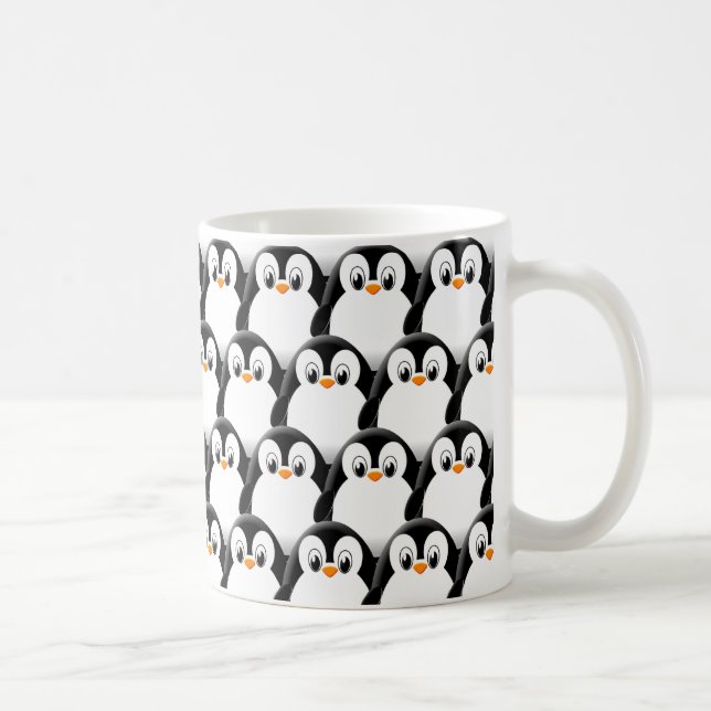Cute Fat Penguin All Over Print Pattern Coffee Mug (Right)