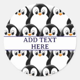 Cute Fat Penguin All Over Print Pattern Custom  Classic Round Sticker