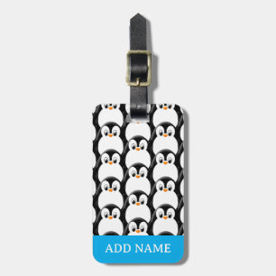 Cute Fat Penguin All Over Print Pattern Editable  Luggage Tag