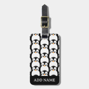 Cute Fat Penguin All Over Print Pattern Luggage Tag