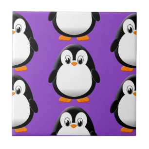Cute Fat Penguin All Over Print Purple Tile