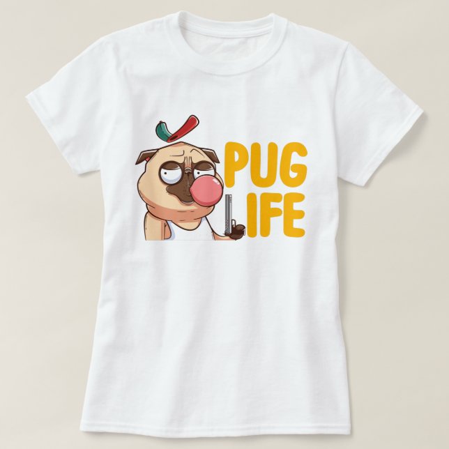 Cute Fat Pug T-Shirt (Design Front)