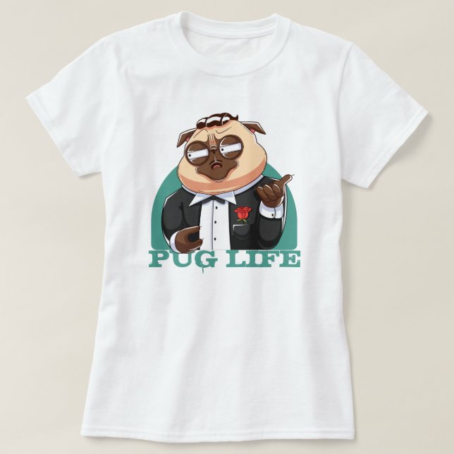 Cute Fat Pug T-Shirt (Design Front)