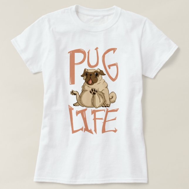 Cute Fat Pug T-Shirt (Design Front)