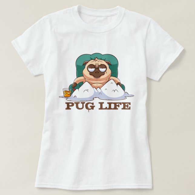 Cute Fat Pug T-Shirt (Design Front)