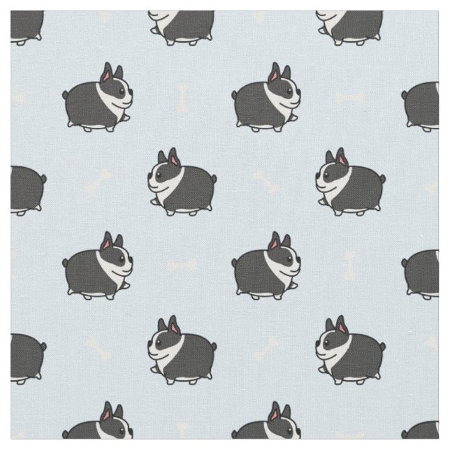 Cute Fat Puppy Pattern Fabric (Close Up)