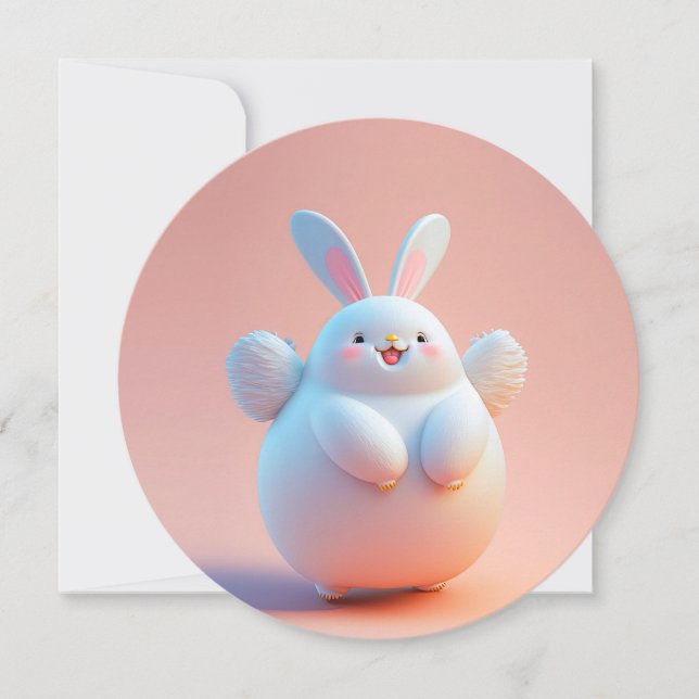 Cute Fat White Rabbit With Wings (Front)