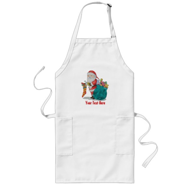 Cute father christmas with toys and gifts in sack long apron (Front)