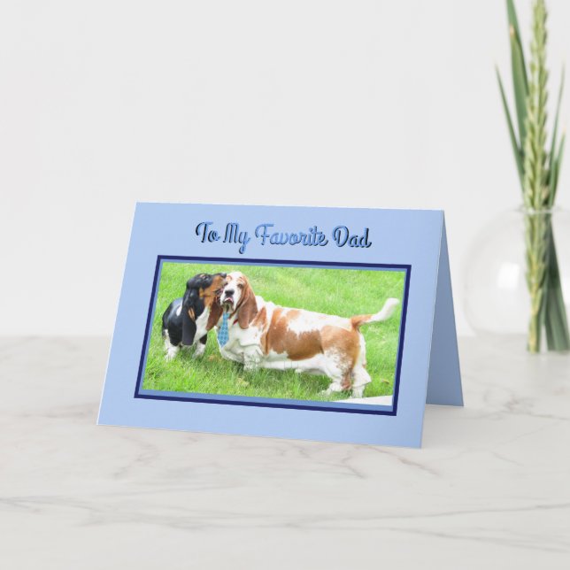 Cute Father's Day Card W/Basset Hounds & Tie (Front)