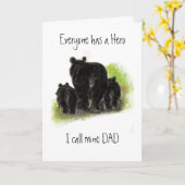 Cute Father's Day, Dad my Hero, Bear Family Card (Yellow Flower)