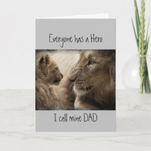 Cute Father's Day, Dad my Hero, Lion Family  Card