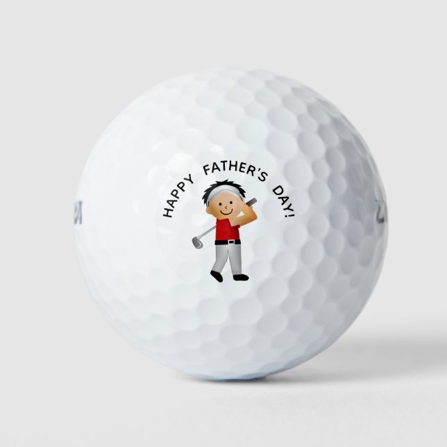 Cute Father's Day Golfer Dad Golf Balls (Front)